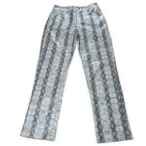 Indem Ditto Python‎ Print Faux Leather Straight Leg Pants Sz Small Animal Print
